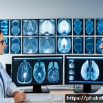 Home 22 AI 진단 시스템의 다국적 기업 사례 분석 - A modern medical diagnostic laboratory in Poland featuring advanced AI-powered imaging systems; a di...