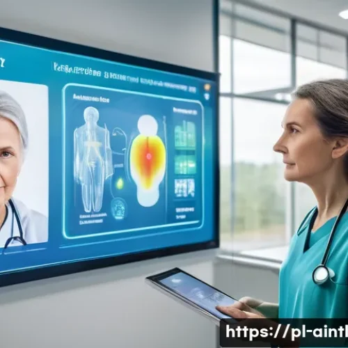 Home 32 AI 진단 시스템의 의료 Ethics Committee와의 관계 - A modern medical consultation room in a Polish hospital, featuring a female doctor in professional a...