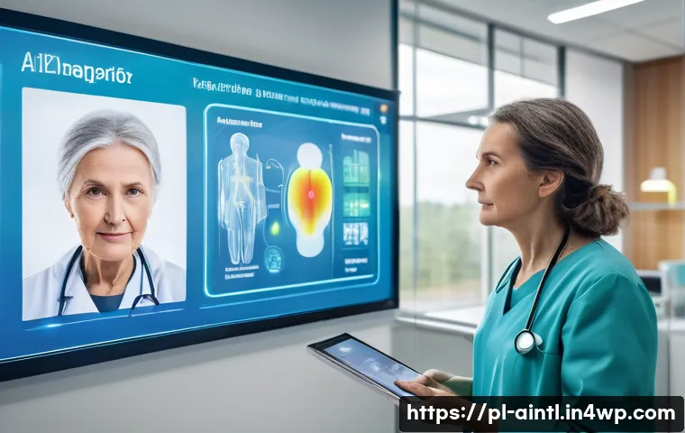 AI 진단 시스템의 의료 Ethics Committee와의 관계 - A modern medical consultation room in a Polish hospital, featuring a female doctor in professional a...